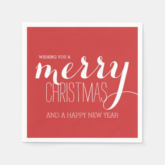 Merry Holiday Wishes | Holiday Paper Napkin (Front)