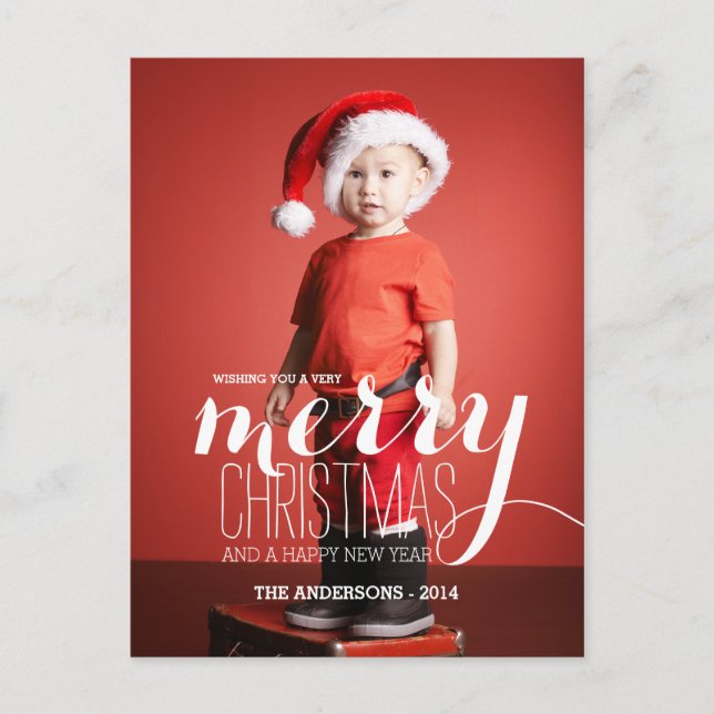 Merry Holiday Wishes | Holiday Photo Postcard (Front)