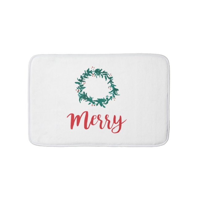 Merry Holiday Wreath Bath Mat (Front)