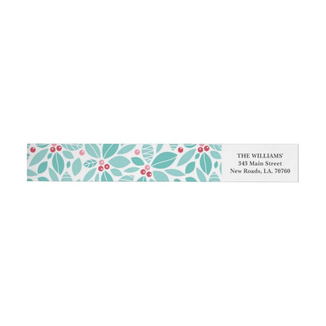 Merry Holly Christmas Wrap Envelope Label (Individual)
