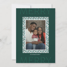 Merry Holly Days Holiday Photo Card (Pine)
