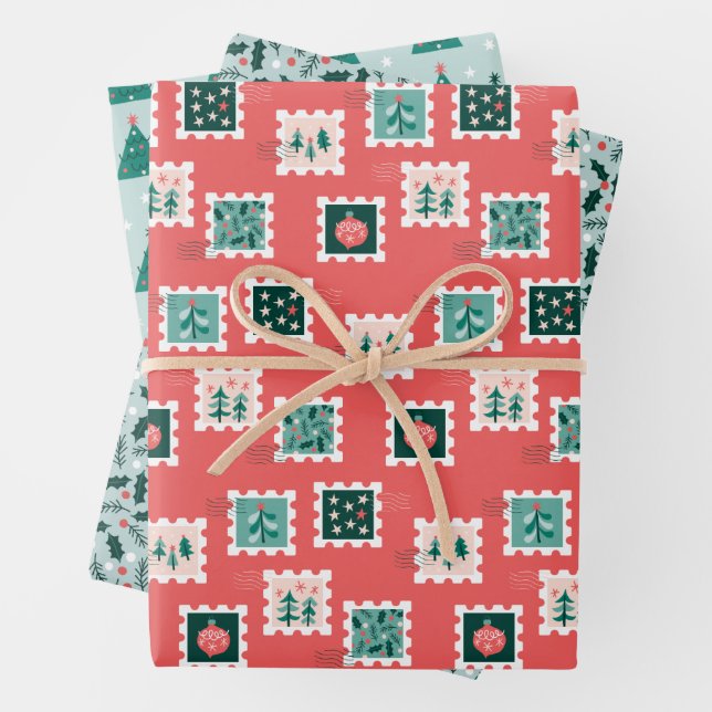 Merry Holly Days Mix Wrapping Paper Sheets (In situ)