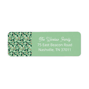 Merry Holly Days Return Address Label (Green)