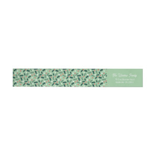 Merry Holly Days Wrap Return Address Label (Green)