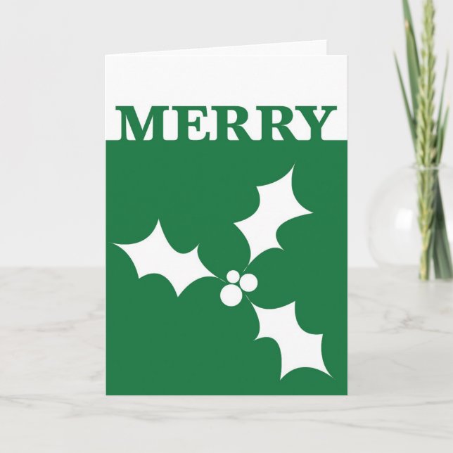 Merry Holly Holiday Card (Front)