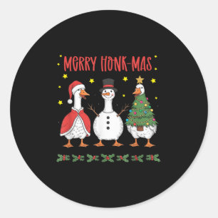 Merry Honk-mas Funny Goose Christmas Humor  Classic Round Sticker