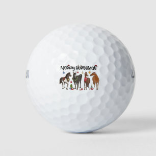 Merry Horsemas Horse Flower Christmas Equine Golf Balls