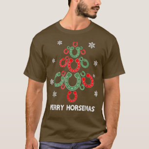 Merry Horsemas Horse Pine Tree Animal Lover Fun Xm T-Shirt