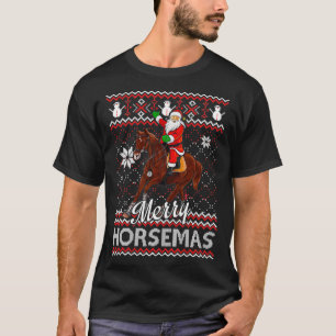 Merry Horsemas Santa Claus Riding Horse Ugly Chris T-Shirt