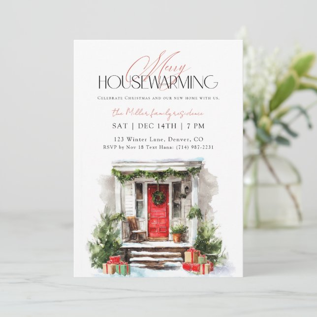 Merry Housewarming Christmas Housewarming Invitation (Standing Front)