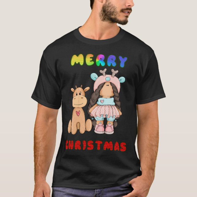 Merry Hristmas Cute Reindeer T-Shirt (Front)