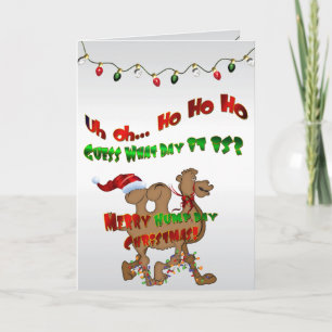 Merry Hump Day Christmas Camel HO HO HO 2 Holiday Card
