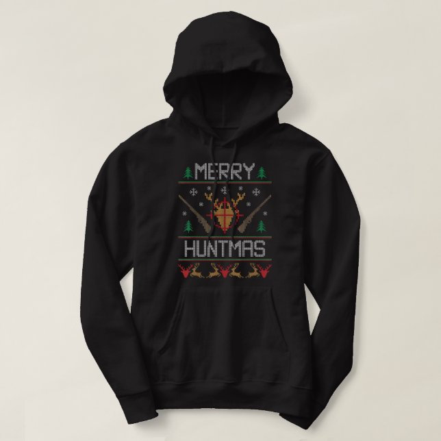 Merry Huntmas Hunting Ugly Christmas Sweater for D (Design Front)