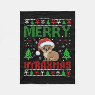 Merry Hyraxmas Ugly Christmas Funny Cute Xmas Paja Fleece Blanket