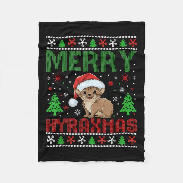 Merry Hyraxmas Ugly Christmas Funny Cute Xmas Paja Fleece Blanket (Front)
