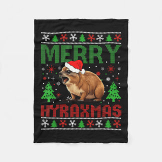 Merry Hyraxmas Vintage Hyrax Ugly Christmas Sweate Fleece Blanket