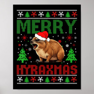 Merry Hyraxmas Vintage Hyrax Ugly Christmas Sweate Poster