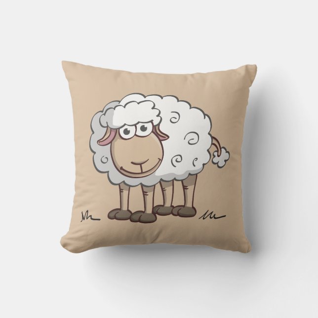 Merry illustration of a smiling sheep cushion (Front)
