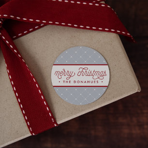 Merry in Dots   Personalized Holiday Classic Round Sticker