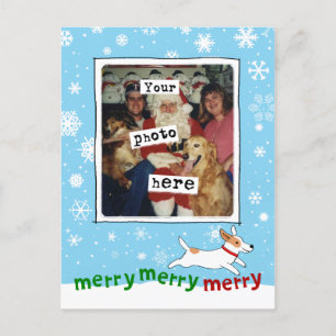 Merry Jack Russell   Cute Dog Christmas Your Photo Holiday Postcard