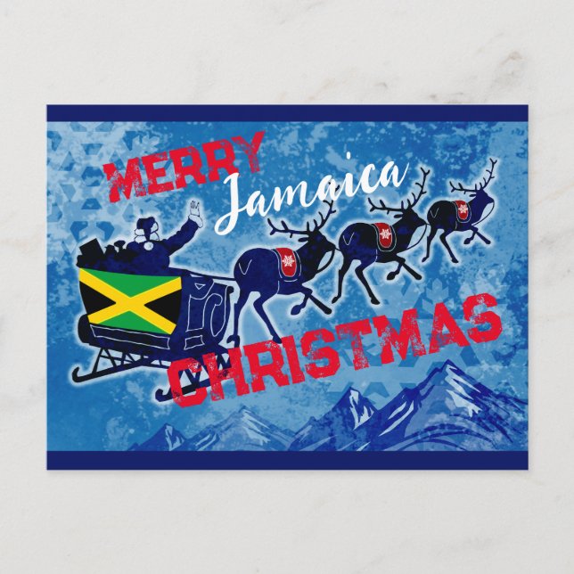 Merry Jamaica flag Christmas postcard (Front)