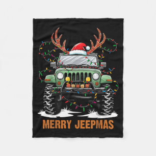 Merry Jeepmas Christmas Xmas Santa Reindeer Men Bo Fleece Blanket