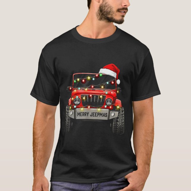Merry Jeepmas Christmas Xmas Santa Reindeer Men Bo T-Shirt (Front)