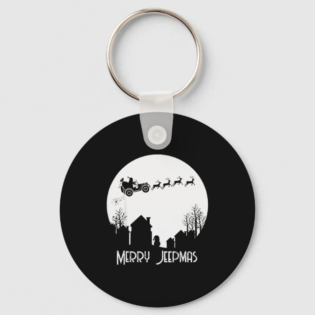 Merry Jeepmas Santa Christmas Reindeer Funny Pajam Key Ring (Front)