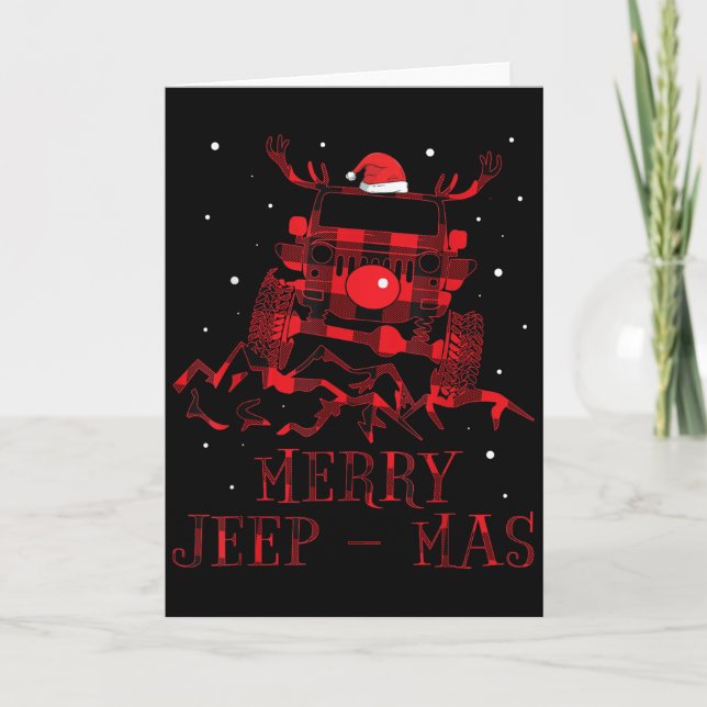Merry Jeepmas Ugly Christmas Sweater Xmas Gift For Card (Front)