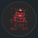 Merry Jeepmas Ugly Christmas Sweater Xmas Gift For Classic Round Sticker<br><div class="desc">Merry Jeepmas Ugly Christmas Sweater Xmas Gift For Men Women</div>