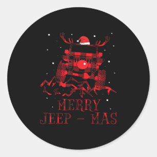Merry Jeepmas Ugly Christmas Sweater Xmas Gift For Classic Round Sticker
