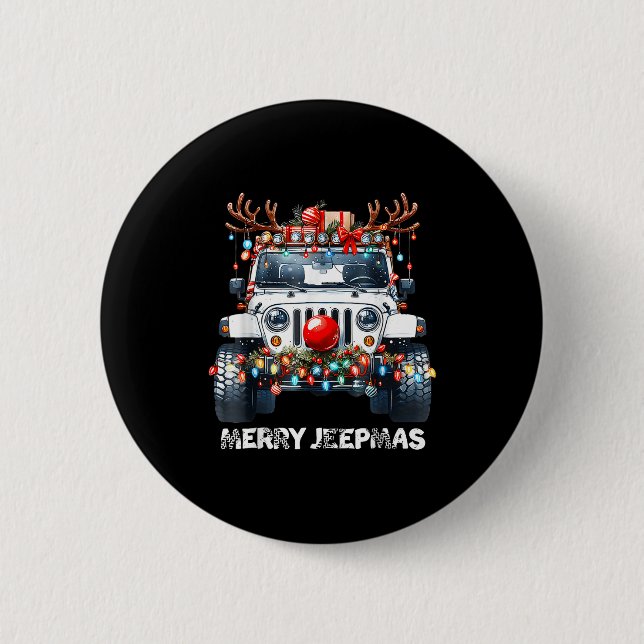 Merry Jeepmas Ugly Light Reindeer Christmas  6 Cm Round Badge (Front)