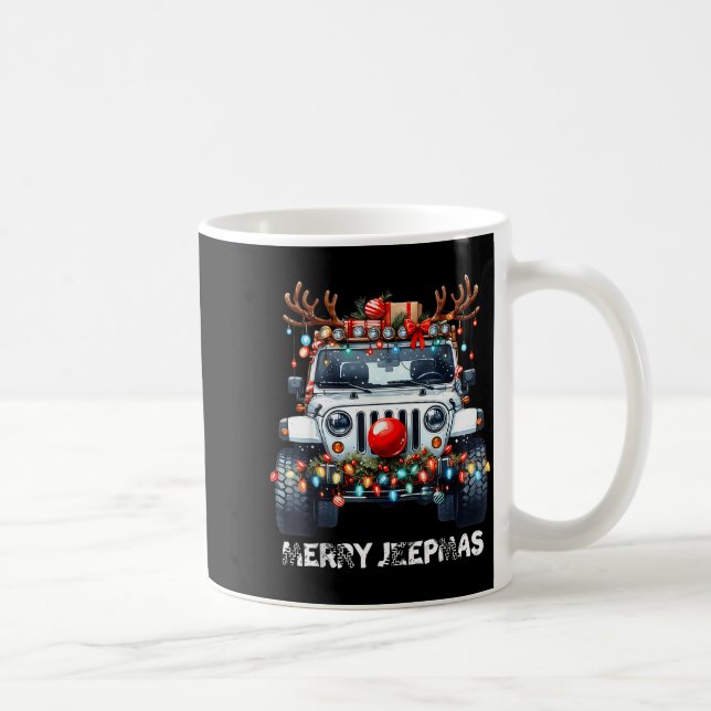 Merry Jeepmas Ugly Light Reindeer Christmas  Coffee Mug (Right)