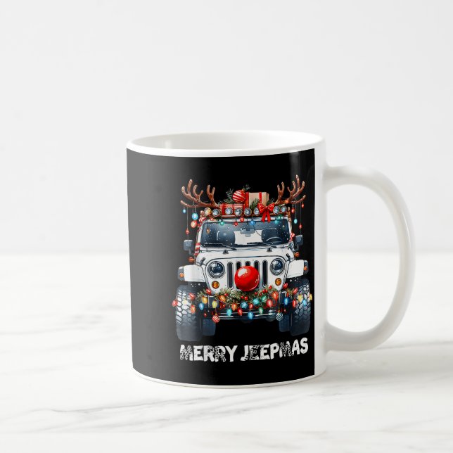 Merry Jeepmas Ugly Light Reindeer Christmas  Coffee Mug (Right)
