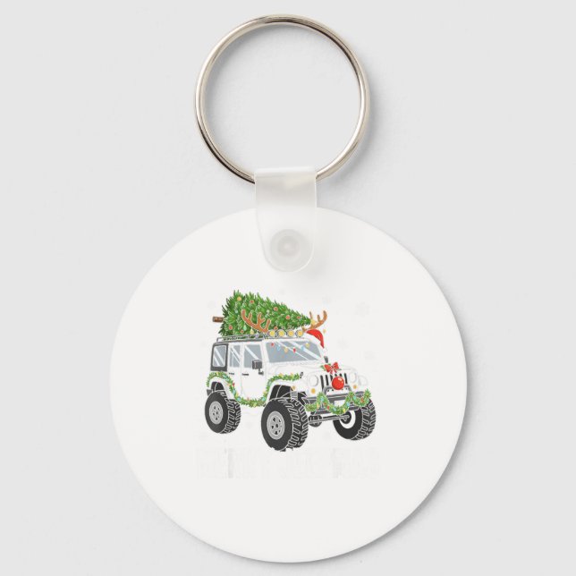Merry Jeepmas Ugly Light Reindeer Christmas Funny  Key Ring (Front)