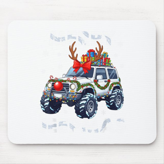 Merry Jeepmas Ugly Light Reindeer Christmas Funny  Mouse Mat (Front)