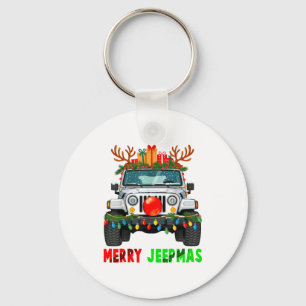 Merry Jeepmas Ugly Light Reindeer Christmas Key Ring