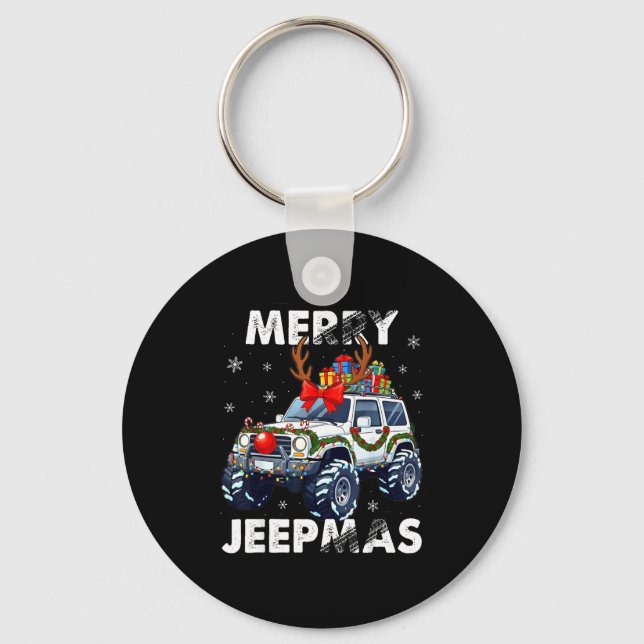 Merry Jeepmas Ugly Light Reindeer Christmas  Key Ring (Front)