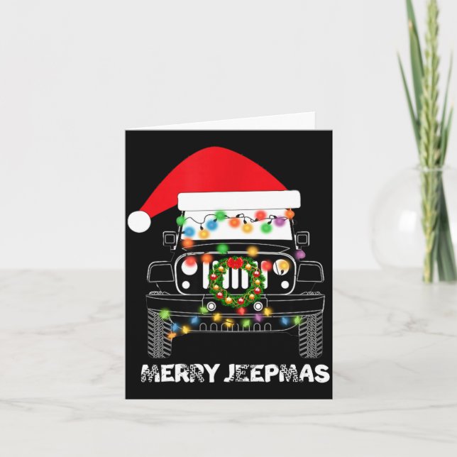 Merry Jeepmas Ugly Light Reindeer Christmas Long S Card (Front)