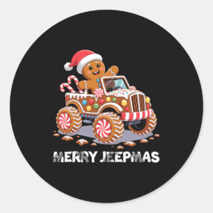 Merry Jeepmas Ugly Light Reindeer Christmas Long S Classic Round Sticker