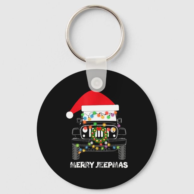 Merry Jeepmas Ugly Light Reindeer Christmas Long S Key Ring (Front)