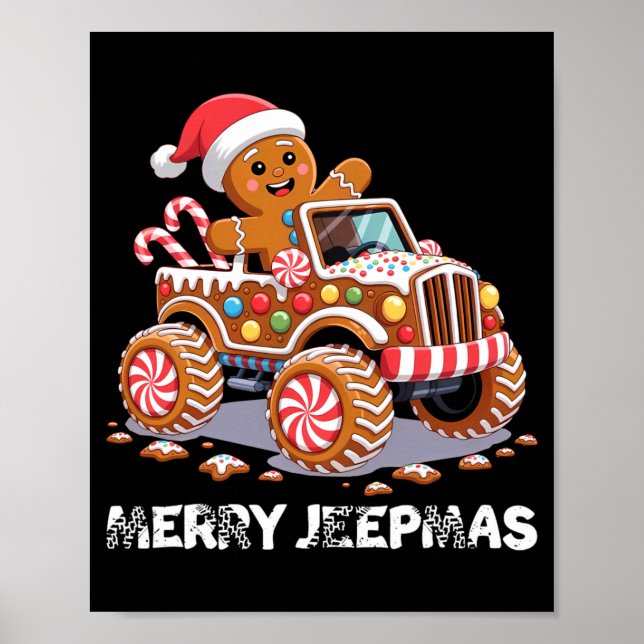 Merry Jeepmas Ugly Light Reindeer Christmas Long S Poster (Front)
