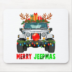 Merry Jeepmas Ugly Light Reindeer Christmas  Mouse Mat
