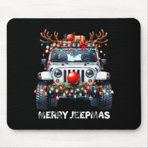 Merry Jeepmas Ugly Light Reindeer Christmas Mouse Mat