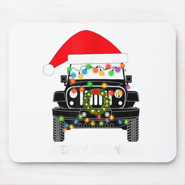 Merry Jeepmas Ugly Light Reindeer Christmas  Mouse Mat (Front)