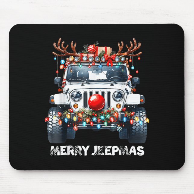 Merry Jeepmas Ugly Light Reindeer Christmas  Mouse Mat (Front)