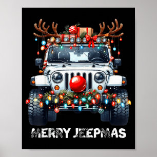 Merry Jeepmas Ugly Light Reindeer Christmas  Poster