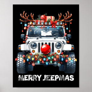 Merry Jeepmas Ugly Light Reindeer Christmas  Poster