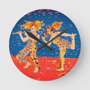Merry jesters round clock