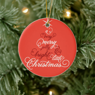 Merry Jolly And Bright Little Christmas Tree Photo Ceramic Tree Decoration